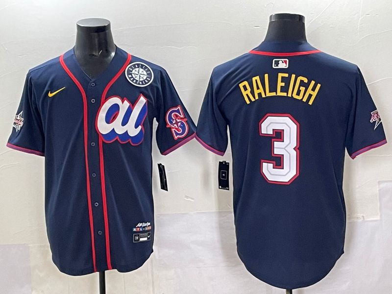 Men 2025 Seattle Mariners 3 Raleigh Drak Blue All star Nike MLB Jersey style 02